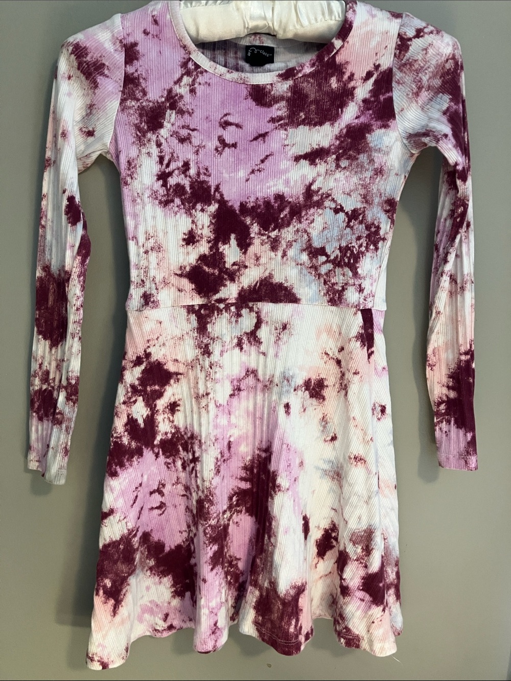Tie-Dye Long Sleeve Skater Dress for Girls - Pink Mix